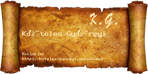 Köteles Györgyi névjegykártya